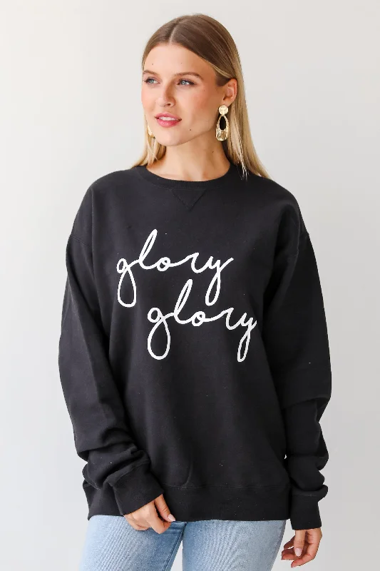 Art Deco Geometric Pattern Look Black Glory Glory Script Sweatshirt