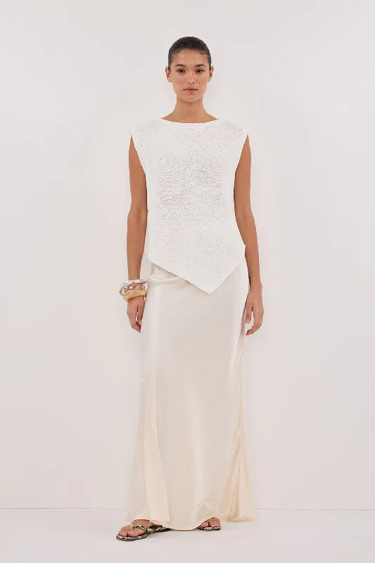 Mid Season Sale ALTHEA OFF WHITE ASYM KNIT TOP