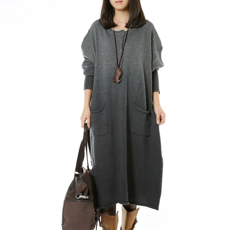 Massive Savings Gradient gray long sweater dresses maxi dress