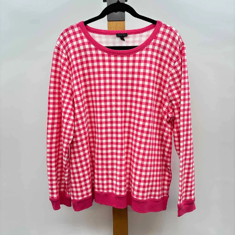 Flowing Silhouette Talbots Women's Size XL Pink Plaid Sweatshirt