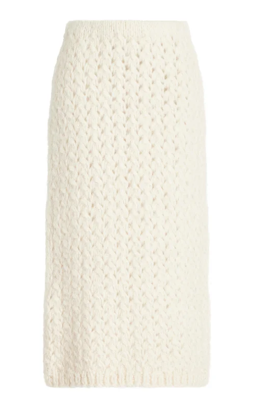 Summer Essentials Collin Knit Midi Skirt in Ivory Welfat Cashmere