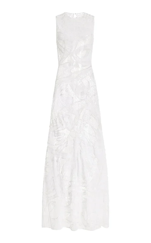 Best Sellers Tati Crochet Maxi Dress in White Cotton