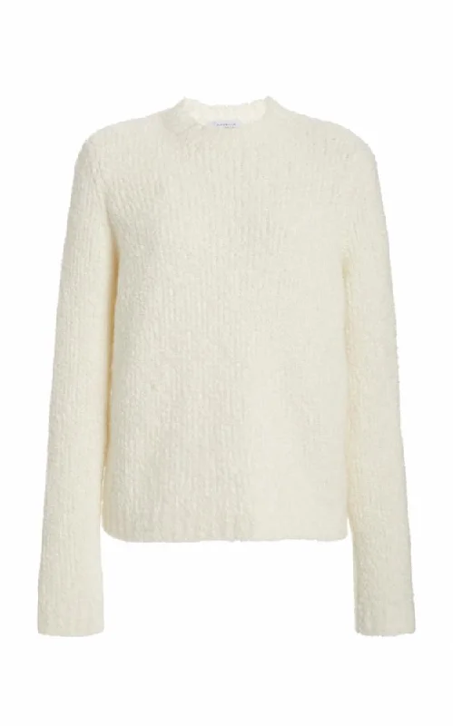 Huge Markdowns Philippe Knit Sweater in Ivory Cashmere Silk Boucle