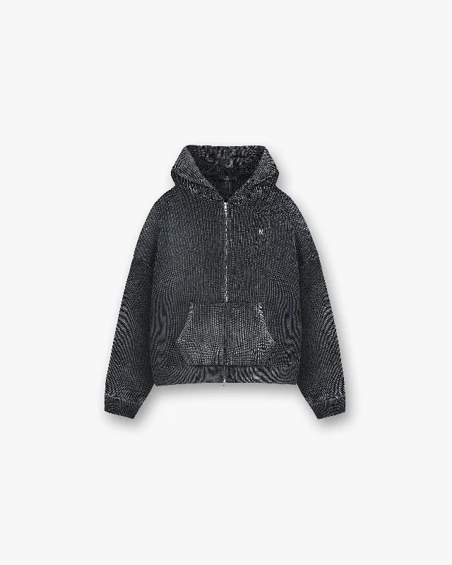 Fashion For Every Occasion Ribbed Zip Through Hoodie - Jet Black