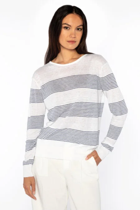 Odd Size Clearance Sale Kinross Cashmere Micro Stripe Pullover