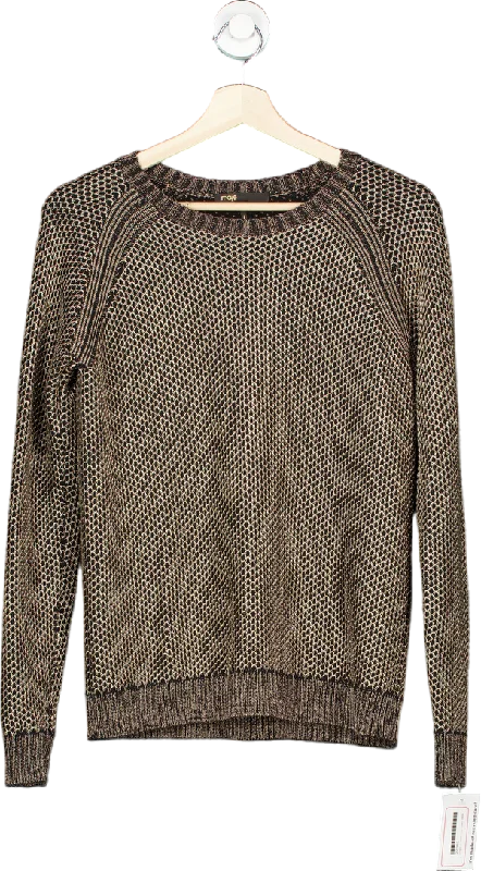 Spring Fling Sale Maje Brown Metallic Knit Jumper Size UK 2