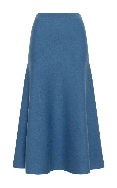 Minimalist Chic Freddie Knit Midi Skirt in Sky Merino Wool Cashmere