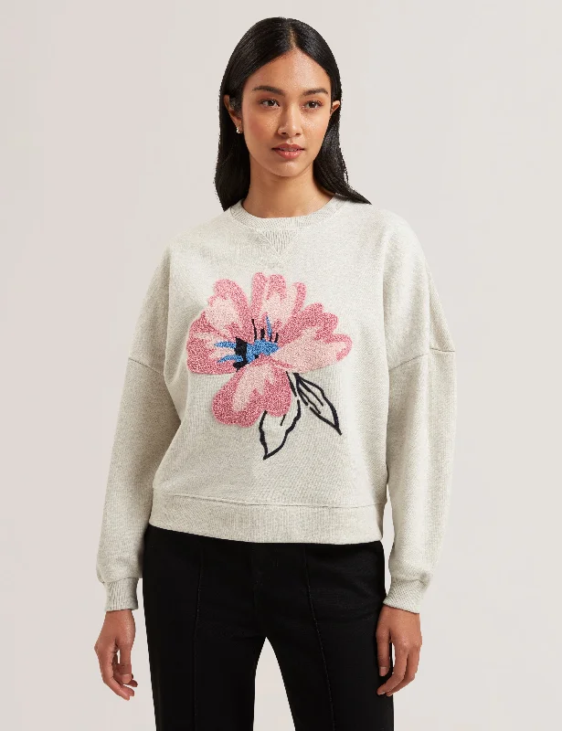 High End Designer Brands Discount Vienaa Floral Sweatshirt Grey