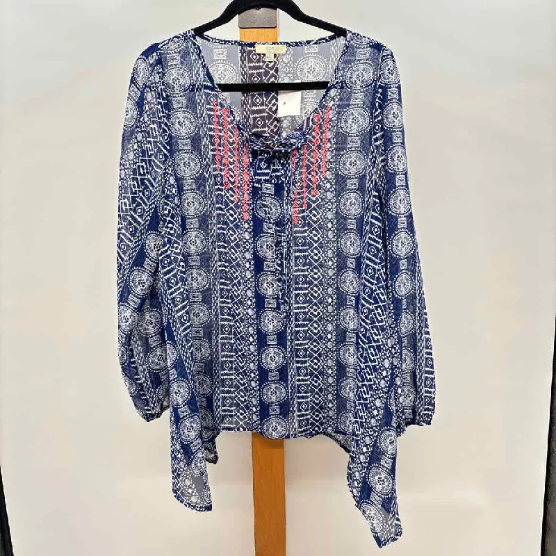 All Season Basics Discount Kori Women's Size L Blue medallion Tunic