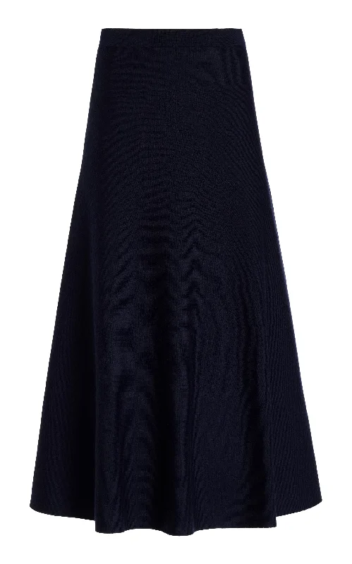 Shop Sales Freddie Knit Midi Skirt in Dark Navy Merino Wool Cashmere
