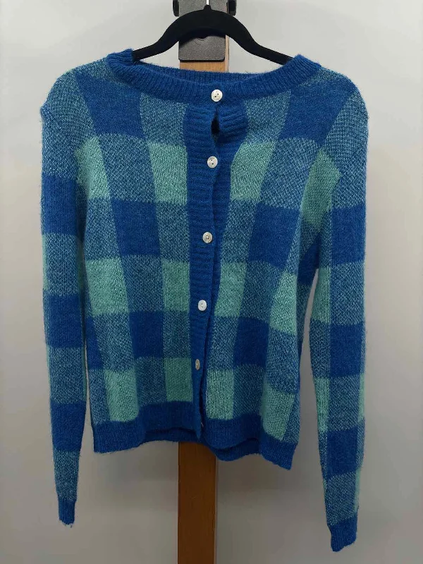 Stylish Statements Love & Harmony Women's Size L Blue Checkered Cardigan