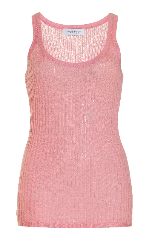 Unleash Your Trend Driven Style Nevin Pointelle Knit Tank Top in Rosa Cashmere Silk