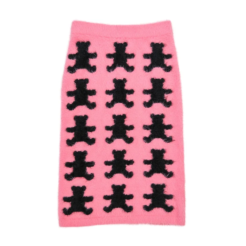 Season Transition Versatile Wear Clearance Fuzzy Bear Knit Skirt