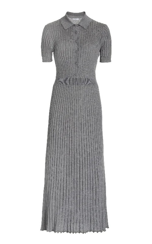 The Epitome Of Modern Women's Fashion Amor Knit Midi Dress in Heather Grey Cashmere Silk The Epitome Of Modern Women's Fashion Amor Knit Midi Dress in Heather Grey Cashmere Silk