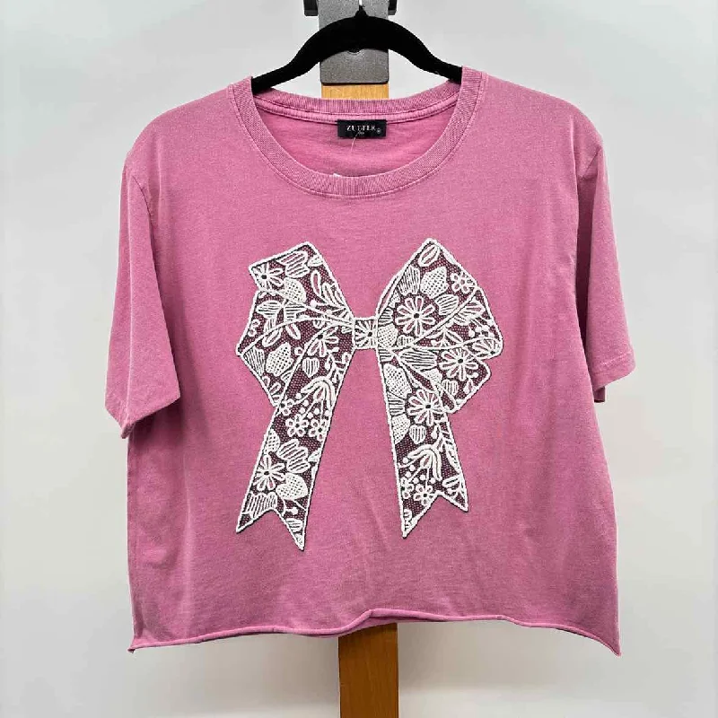 Style Upgrade zutter Women's Size M Pink Bows Short Sleeve Shirt