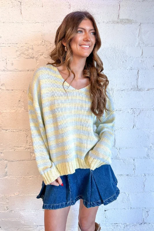 Trendy Women's Collection Charming Women's Clothes For Special Events Kristen V Neck Stiped Sweater