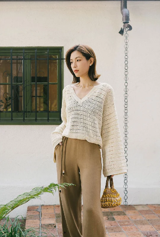Fashion Deal Zerah Cotton Crochet Top - Cream