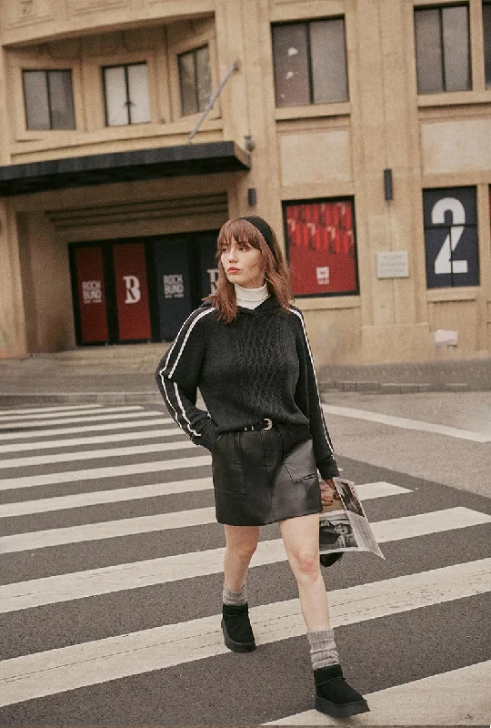 Chic Styles Gracel Wool Hoodie - Charcoal