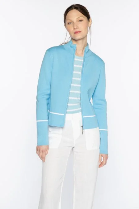 The Latest Fashion Trends Kinross Cashmere Fitted Zip Mock Cardigan