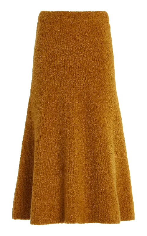 Cutting Edge Fashion Pablo Knit Midi Skirt in Saffron Cashmere Silk Boucle