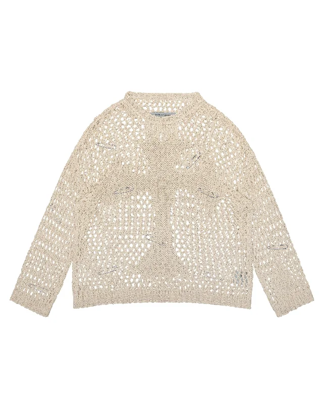 Clearance Event Beige Cross Net Sweater