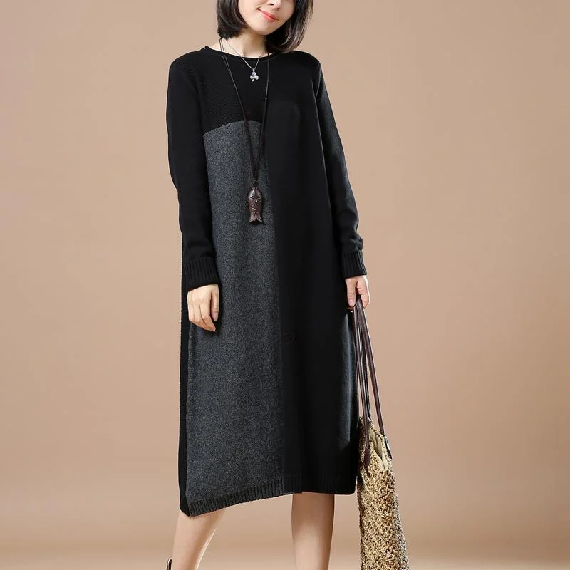 Special Offer Black fine woman sweaters winter knit dresses