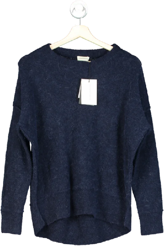 Limited Quantities By Malene Birger Navy Soft Mohair Navy Dip Back Pullover UK XXS