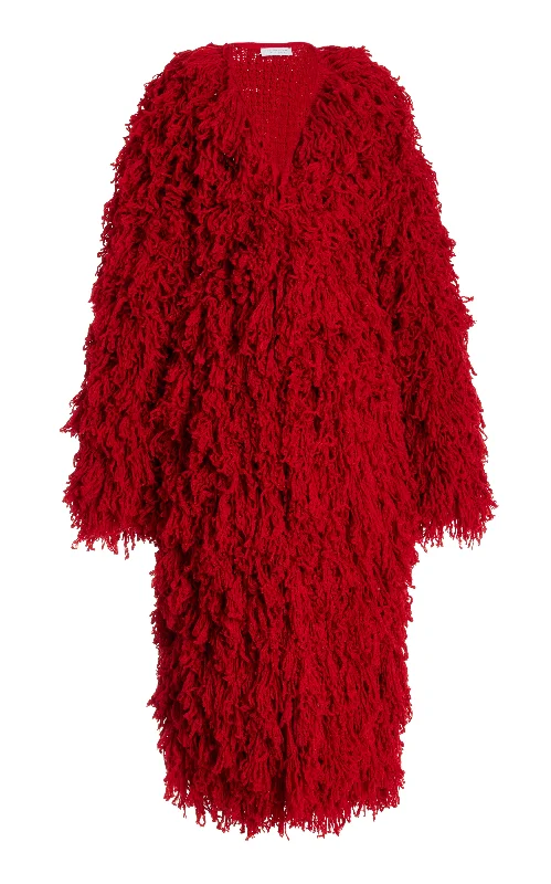 Chic Allure Jantzen Knit Coat in Scarlet Red Virgin Wool Cashmere Silk