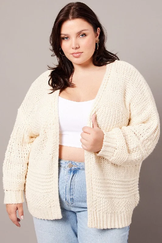 Exclusive Discounts Beige Oversized Cardigan Long Sleeve