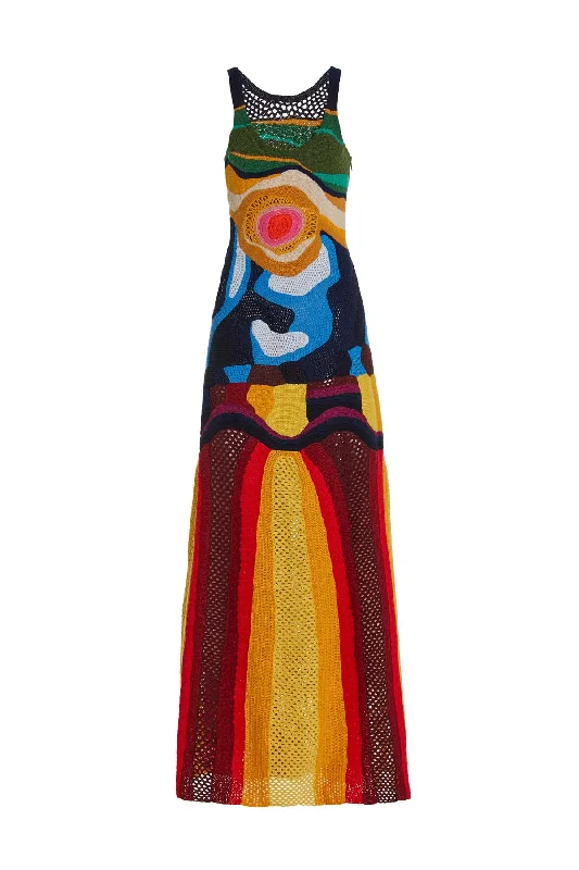 Evening Elegance Tamra Crochet Dress in Mineral Multi Cashmere