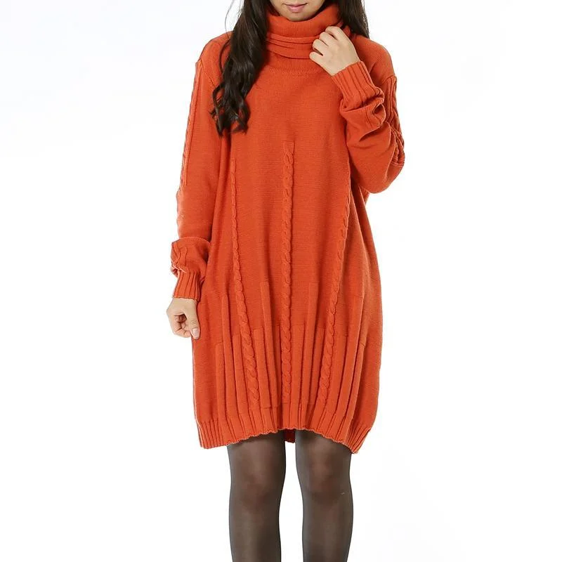 Crazy Price Slashing Orange women sweaters oversized cable knit