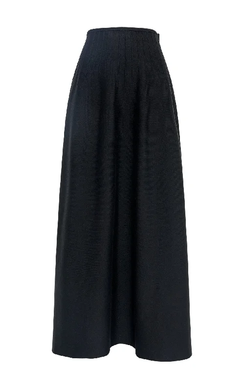 Trendy Threads Annamaria Knit Maxi Skirt in Black Silk