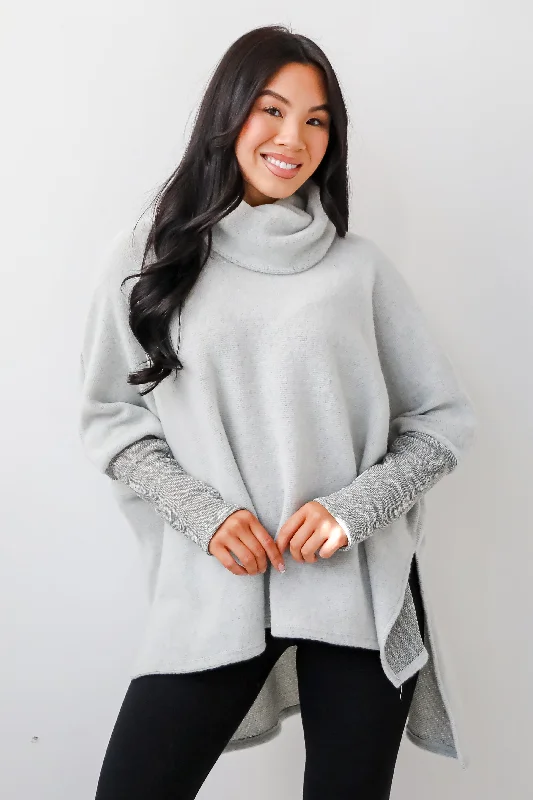Essentials On Sale Cozy Weekends Heather Olive Soft Knit Cowl Neck Top - DOORBUSTER