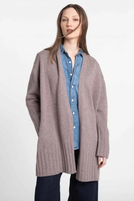 Effortless Everyday Wear Kinross Cashmere Easy High Rib Cardigan