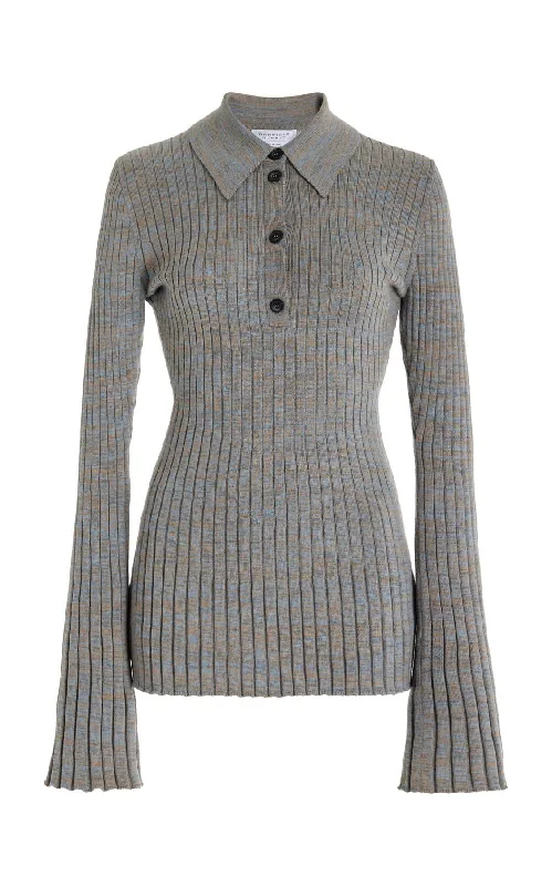 Step Ahead, Lead The Trend Alam Knit Polo in Light Blue Melange Cashmere