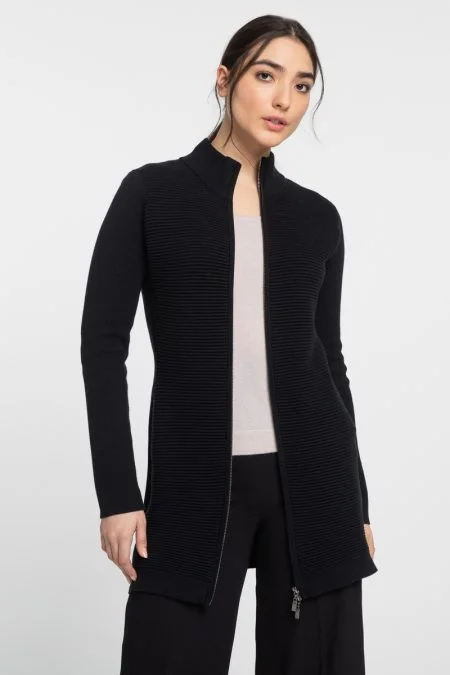Trend Forward Threads Kinross Cashmere Long Zip Mock Cardigan