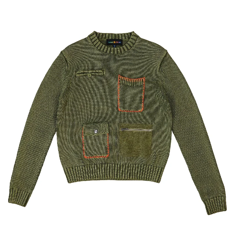 Feminine Soft - Hued Styles Stitched Pocket Sweater