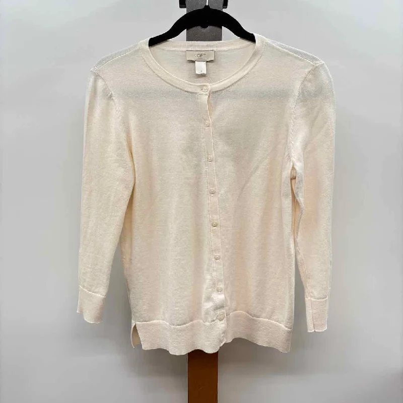 Fashion Deal Loft Women's Size S Ivory Solid Cardigan