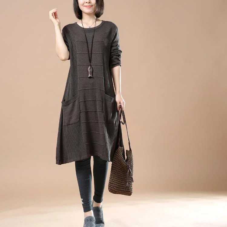 Final Clearance Chocolate new causal sweater dresses plus size