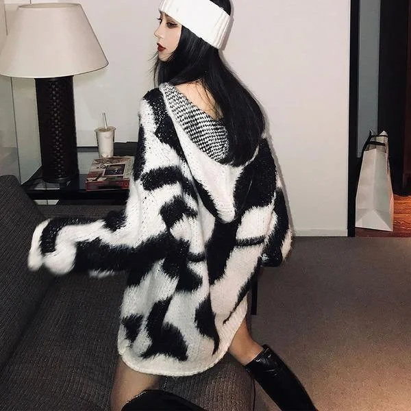 Seasonal Trend Irregular Knitted Pullover Sweater Casual Winter Sweater Tops