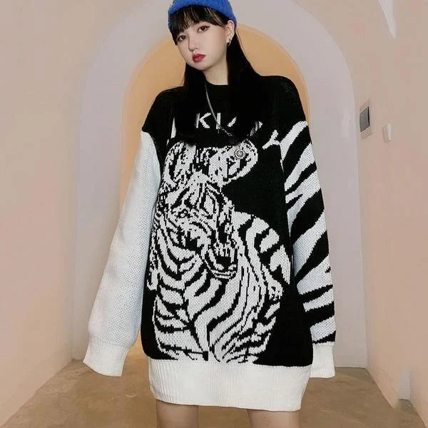 Trendy Women's Wear Collection Women Warm Letter Print Pattern Knitted Sweater
