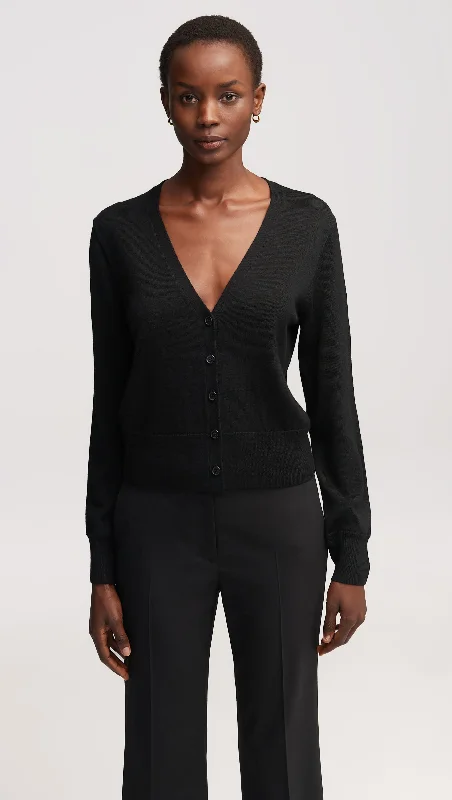 Seasonal Sale Everyday Knit Crew Cardigan in Merino Wool | Black