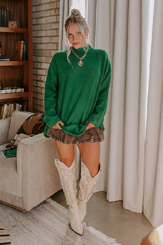 Exclusive Sale Women's Comfortable Lounge Outfit Cozy Couture Knit Sweater in Kelly Green