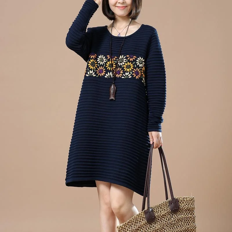 Style Without Limits Navy Daisy sweaters women winter dresses