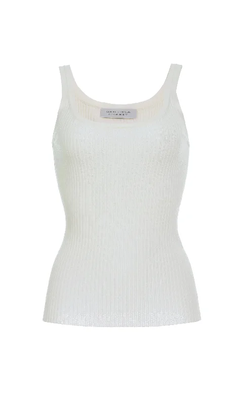 New In This Season Alicia Knit Tank Top in Ivory Merino Wool