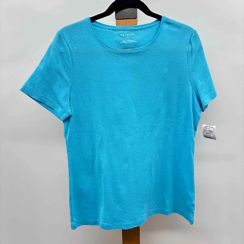 Y2K Nostalgic Fashion Look Talbots Women's Size L Turquoise Solid Short Sleeve Shirt Y2K Nostalgic Fashion Look Talbots Women's Size L Turquoise Solid Short Sleeve Shirt