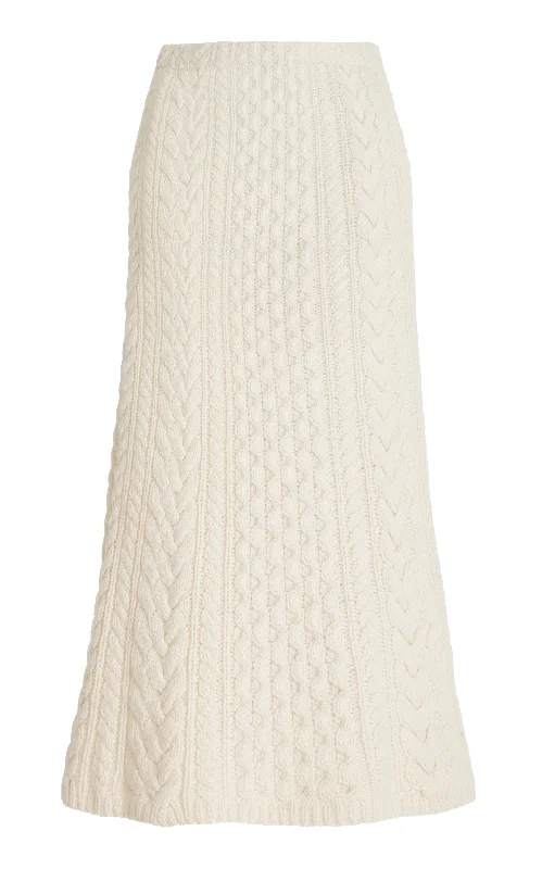 Effortless Grace Callum Knit Midi Skirt in Ivory Cashmere