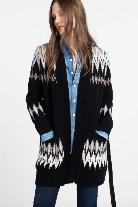 Designer Wear On Sale Kinross Cashmere Alpine Belted Cardigan