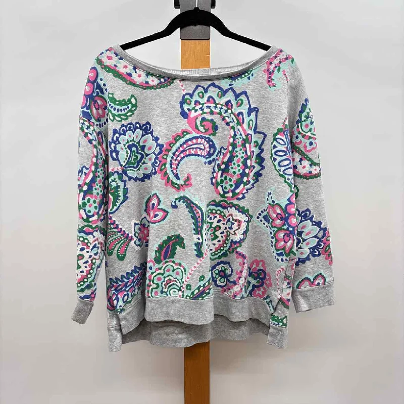 Chic Styles Talbots Women's Size 1X Gray Paisley Sweatshirt