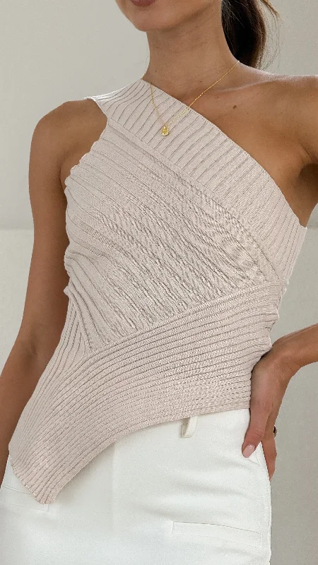 Durable Fashion Picks Alyssia One Shoulder Top - Beige